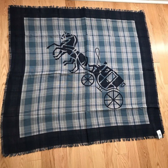 NWT Coach plaid horse and carriage scarf/wrap - Picture 2 of 7